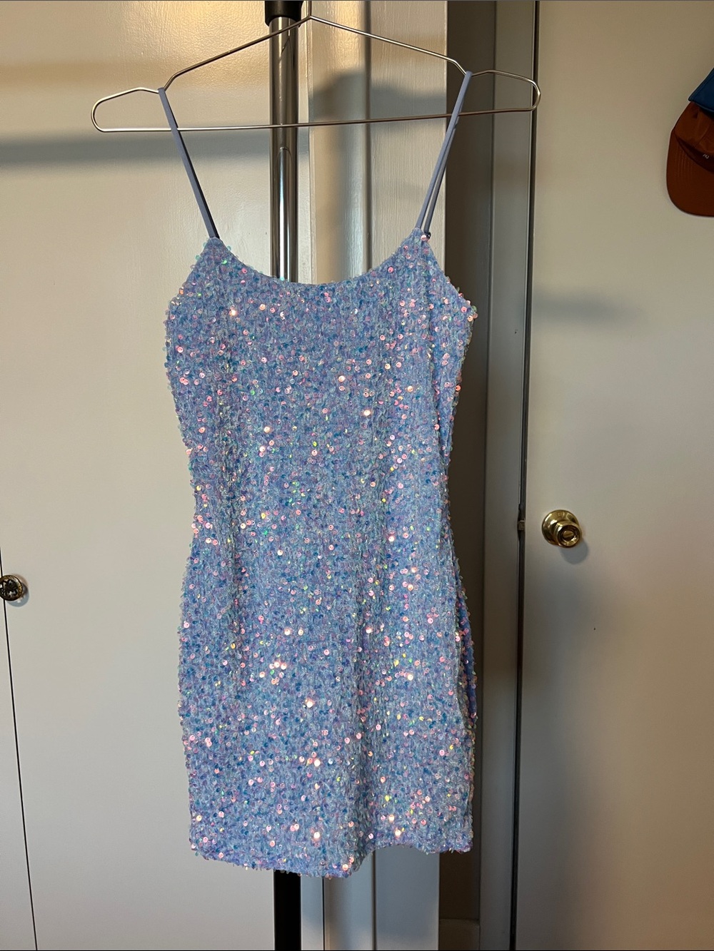 Lucy in the Sky Lilac Sequin Spaghetti Strap Mini Dress